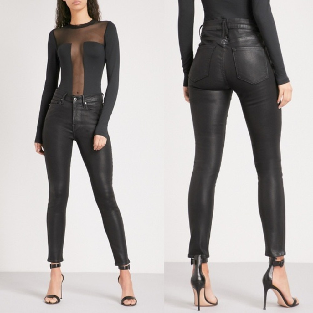 Good American waxed black jeans 0